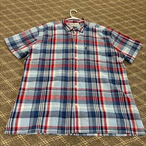 Barbour Men’s Xxl Button Up Short Sleeve Madras Plaid Shirt